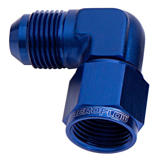 90 DEG FEMALE - MALE -8AN BLUE SWIVEL NUT