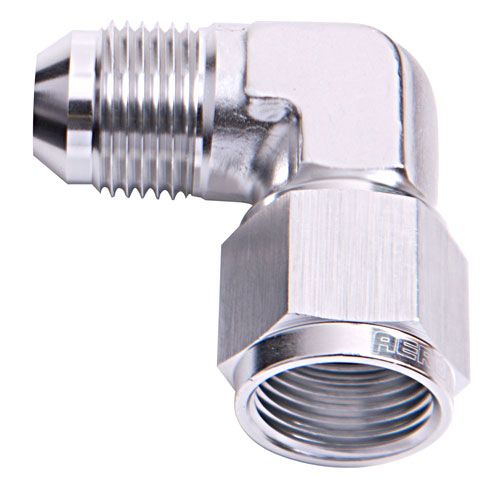 90 DEG FEMALE - MALE -8AN SILVER SWIVEL NUT