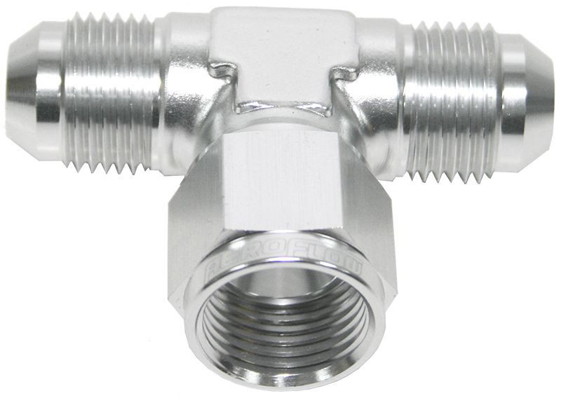 AN TEE -16AN FEMALE NUT SILVER SWIVEL NUT ON SIDE