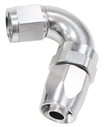 <strong>150 Series Taper One-Piece Full Flow Swivel 120° Hose End -6AN </strong>Silver Finish. Suit 100 & 450 Series Hose