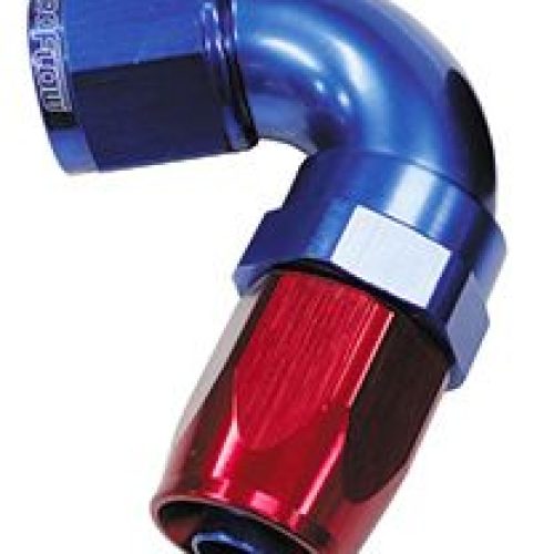 150 Series Taper One-Piece Full Flow Swivel 120° Hose End -16AN  Blue/Red Finish. Suit 100 & 450 Series Hose