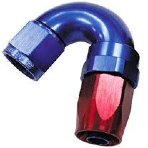 150 Series Taper One-Piece Full Flow Swivel 150° Hose End -16AN  Blue/Red Finish. Suit 100 & 450 Series Hose