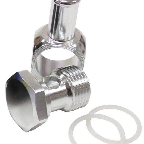 EDELBROCK CARB INLET BANJO    SILVER 5/8-20 TO MALE 3/8 BARB