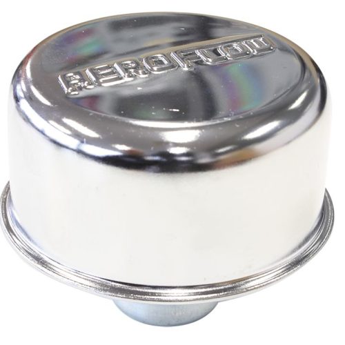 Chrome valve cover breather   Push in style, no spout w/logo