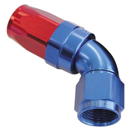 150 Series Taper One-Piece Full Flow Swivel 60° Hose End -12AN Blue/Red Finish. Suit 100 & 450 Series Hose