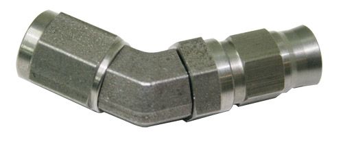 SS 45 DEG HOSE END -4AN STEEL FULL SWIVEL SUIT TEFLON