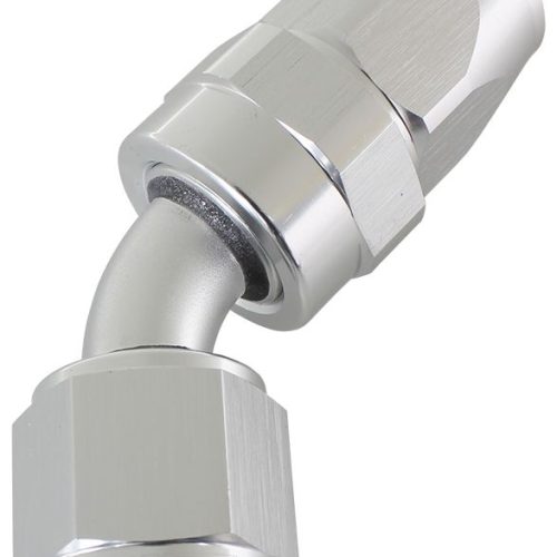 ALLOY 45 DEG HOSE END -12AN   SILVER FULL SWIVEL SUIT TEFLON