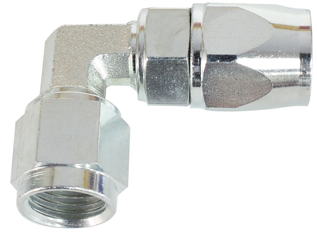 STEEL 90 DEG HOSE END -3AN STEEL SWIVEL SUIT TEFLON