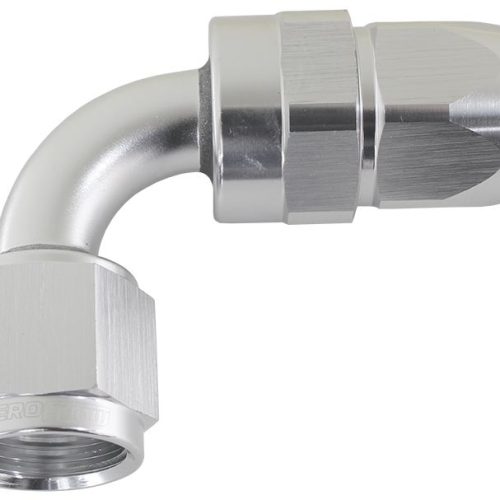 ALLOY 90 DEG HOSE END -20AN   SILVER FULL SWIVEL SUIT TEFLON