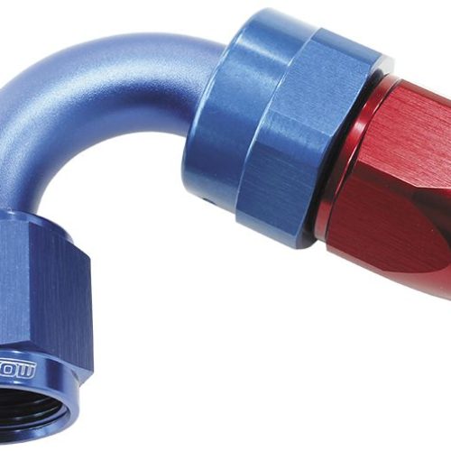 ALLOY 120 DEG HOSE END -8AN   BLUE FULL SWIVEL SUIT TEFLON