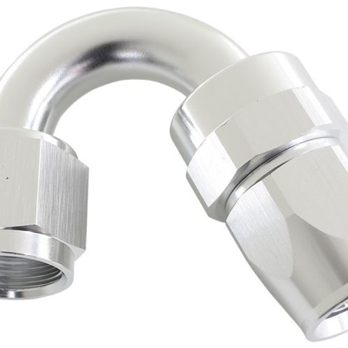 ALLOY 150 DEG HOSE END -6AN   SILVER FULL SWIVEL SUIT TEFLON