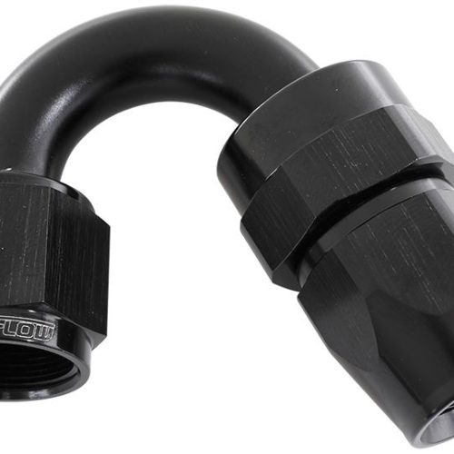 ALLOY 150 DEG HOSE END -10AN  BLACK FULL SWIVEL SUIT TEFLON