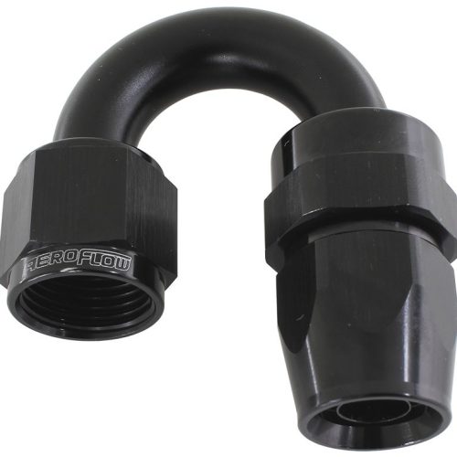 ALLOY 180 DEG HOSE END -12AN BLACK FULL SWIVEL SUIT TEFLON