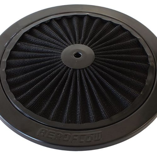 9″ BLACK FULL FLOW TOP PLATE  BLACK COTTON HI FLOW & FILTRAT