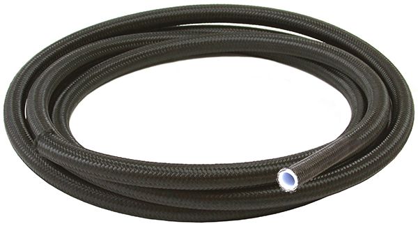 BLACK BRAIDED TEFLON HOSE -6AN30M S/S 8.1mm ID 10.9mm OD