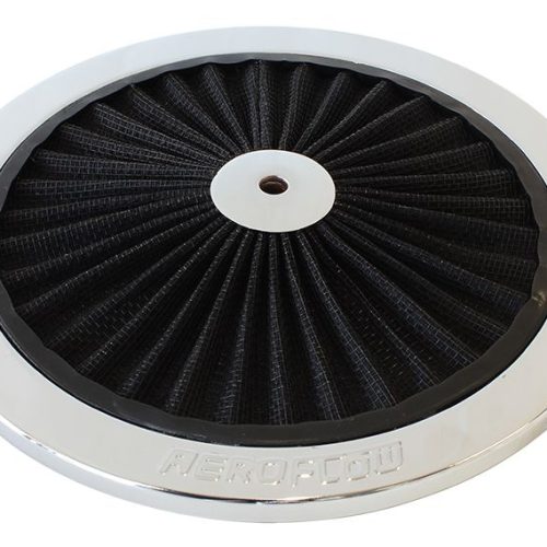 9″ CHROME FULL FLOW TOP PLATE BLACK COTTON HI FLOW & FILTRAT