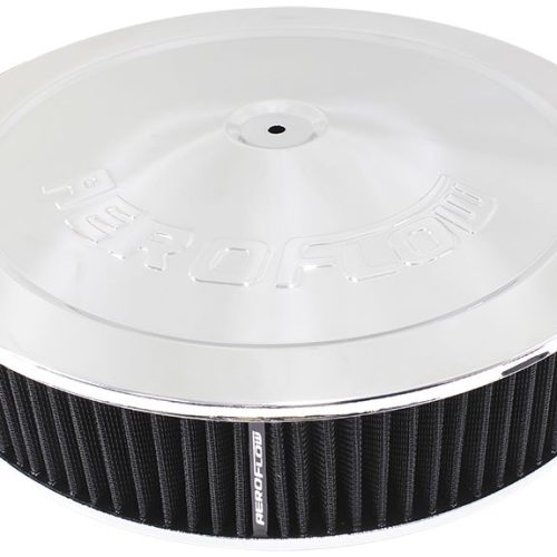 14″ X 3″  AIR CLEANER  ASSY   5-1/8″ DROP BASE CHROME COTTON