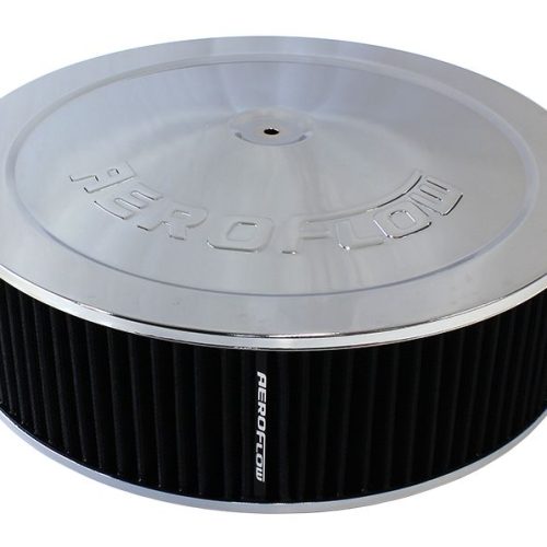 14″ X 4″  AIR CLEANER  ASSY   5-1/8″ DROP BASE CHROME COTTON