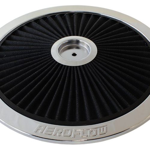 14″ CHROME FULL FLOW TOP PLATEBLACK COTTON HI FLOW & FILTRAT