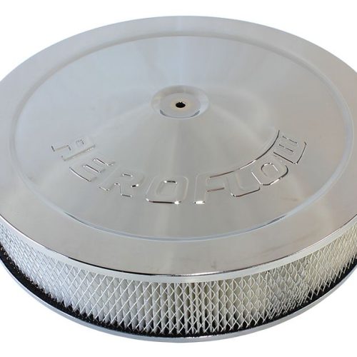14″ X 3″  AIR CLEANER  ASSY   5-1/8″ DROP BASE CHROME PAPER
