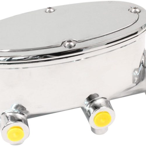 BRAKE TANDEM MASTER CYLINDER  1″ BORE CAST ALUMIN CHROME