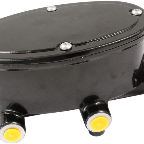 BRAKE TANDEM MASTER CYLINDER  1-1/8″ BORE CAST ALUMIN BLACK