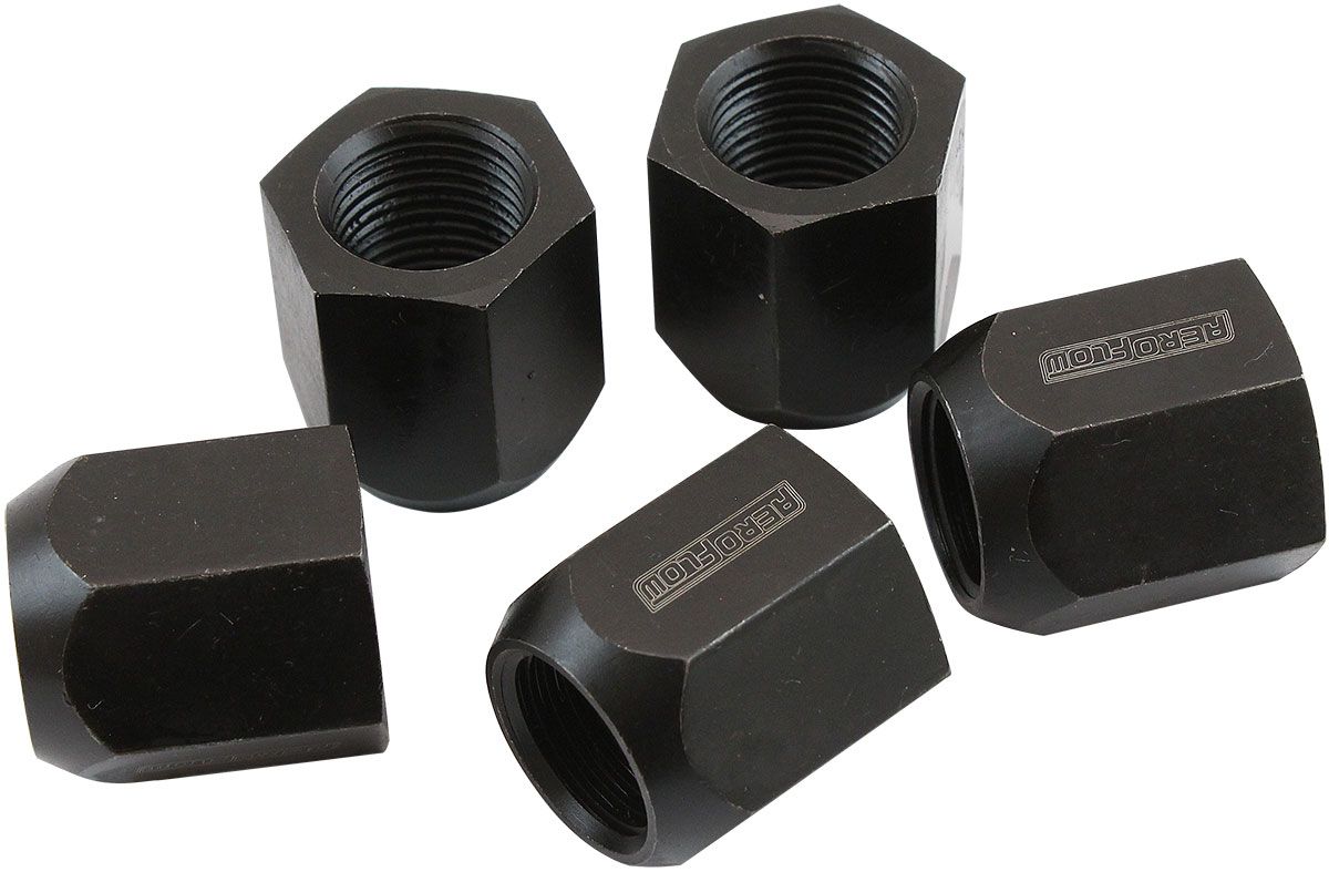 5/8"-18 ACORN SHORT OPEN WHEEL NUTS BLACK (5 PACK) NHRA