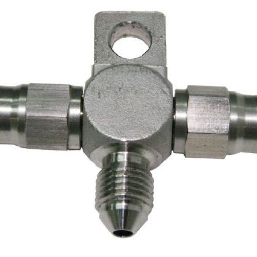 STAINLESS -3AN TEE WITH MOUNT TEFLON ENDS WITH -3AN ON SIDE