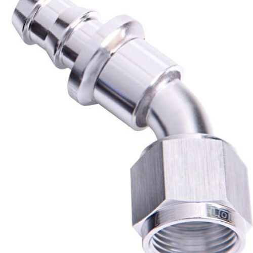 45 DEG PUSH LOCK END -4AN SILVER NO CLAMP REQUIRED