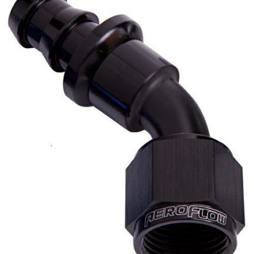 45 DEG PUSH LOCK END -8AN BLACK NO CLAMP REQUIRED