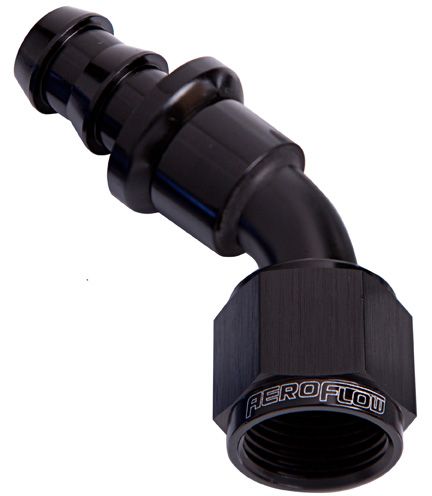 45 DEG PUSH LOCK END -12AN BLACK NO CLAMP REQUIRED