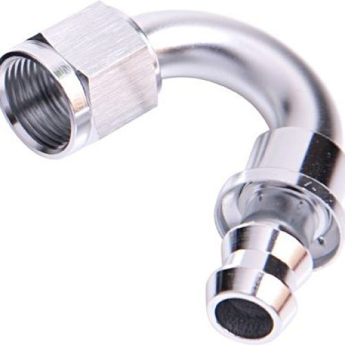 150 DEG PUSH LOCK END -10AN SILVER NO CLAMP REQUIRED