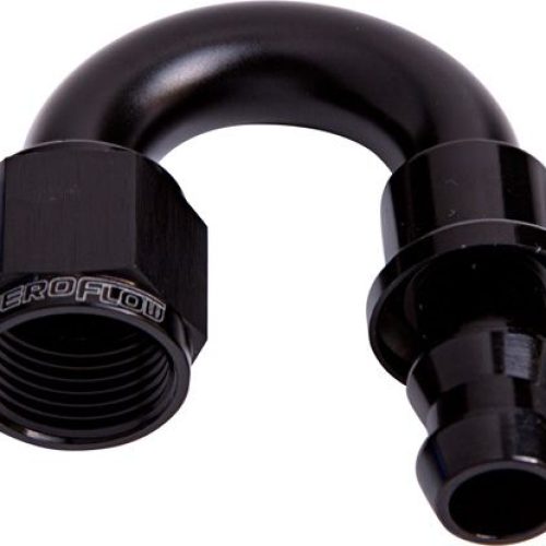 180 DEG PUSH LOCK END -10AN BLACK NO CLAMP REQUIRED