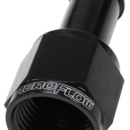 FEMALE -6AN TO 3/8″ BARB      BLACK WITH TUBE NUT