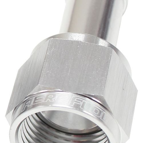 FEMALE -6AN TO 3/8″ BARB      SILVER WITH TUBE NUT