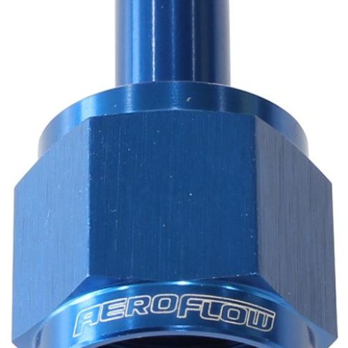 FEMALE -8AN TO 3/8″ BARB      BLUE WITH TUBE NUT