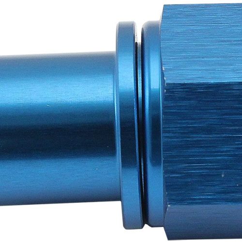 FEMALE -8AN TO 5/8″ BARB      BLUE WITH TUBE NUT