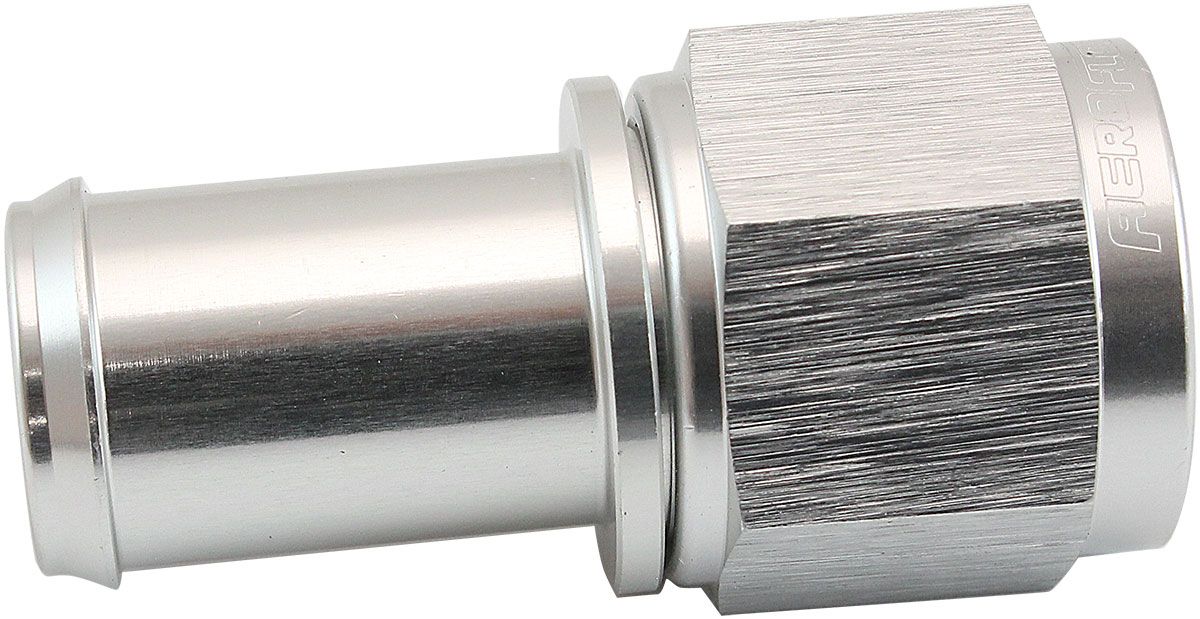 FEMALE -8AN TO 5/8" BARB SILVER WITH TUBE NUT