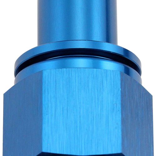FEMALE -10AN TO 5/8″ BARB     BLUE WITH TUBE NUT