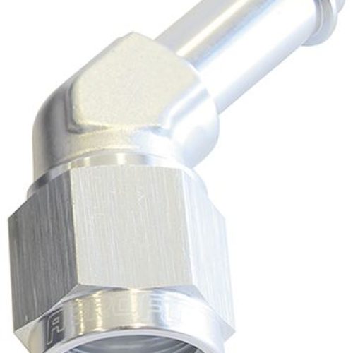 FEMALE -6AN 45DEG TO 5/16″BARBSILVER SWIVEL NUT