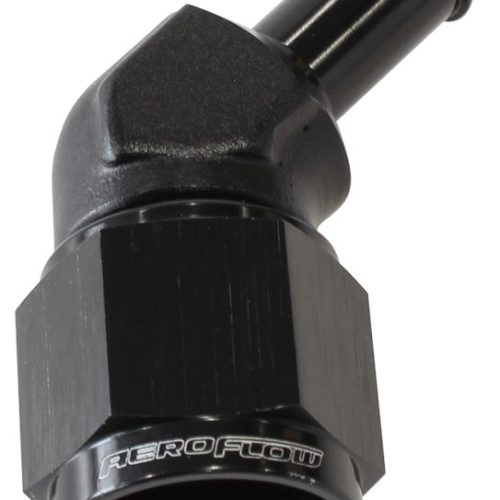 FEMALE -8AN 45DEG TO 3/8″ BARBBLACK SWIVEL NUT