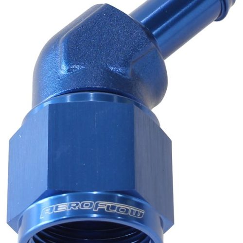 FEMALE -8AN 45DEG TO 3/8″ BARBBLUE SWIVEL NUT