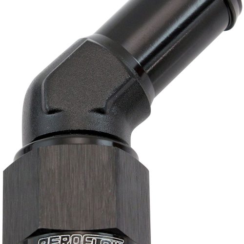 FEMALE -8AN 45DEG TO 5/8″ BARBBLACK SWIVEL NUT