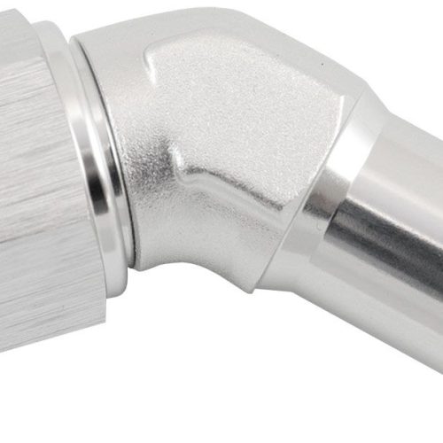 FEMALE -8AN 45DEG TO 5/8″ BARBSILVER SWIVEL NUT