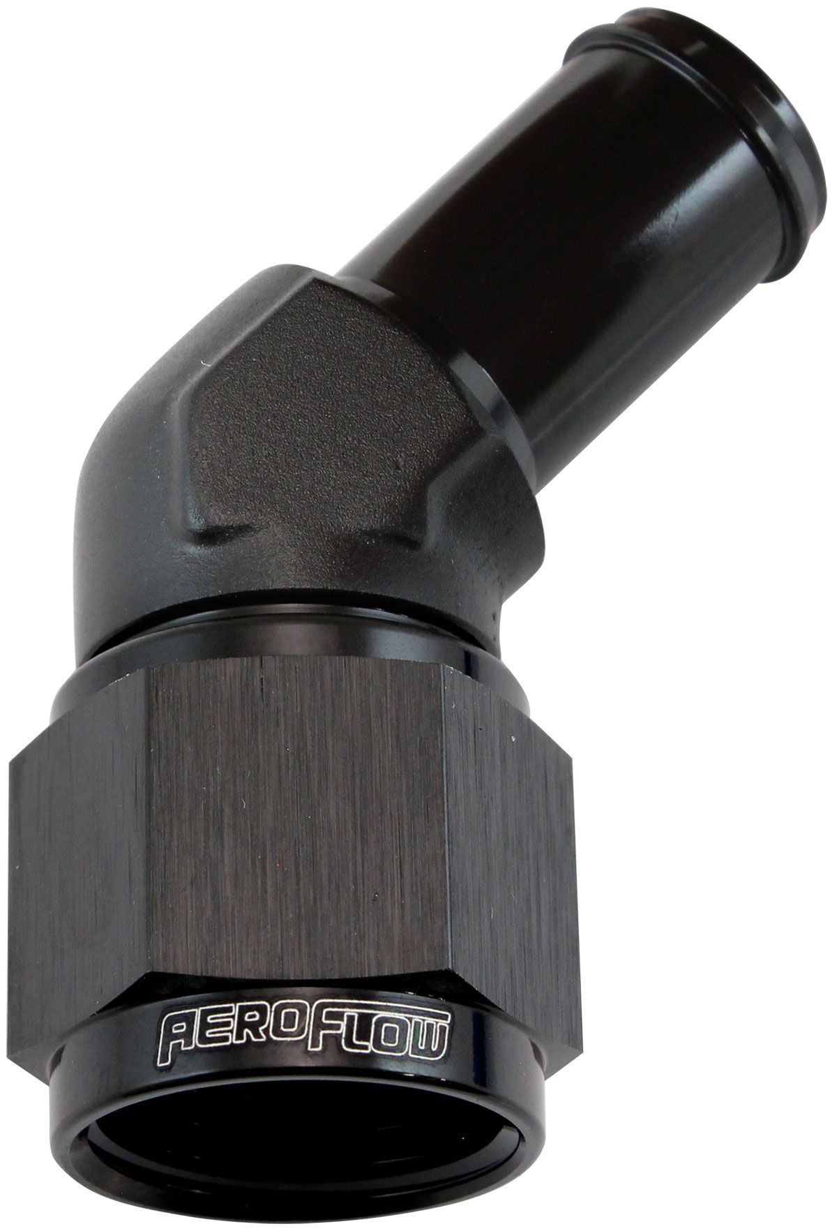 FEMALE -10AN 45DEG TO 5/8 BARBBLACK SWIVEL NUT