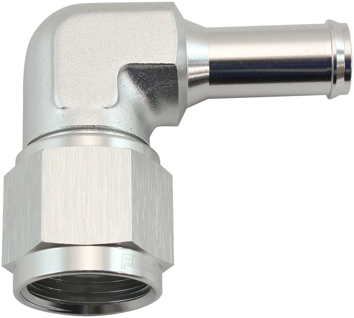 FEMALE -10AN 90DEG TO 1/2 BARBSILVER SWIVEL NUT