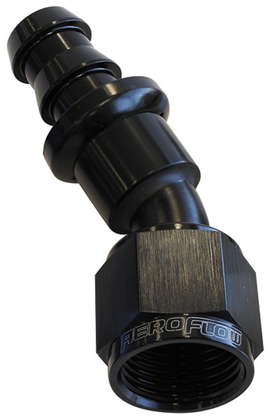 30 DEG PUSH LOCK END -8AN BLACK NO CLAMP REQUIRED <15PSI