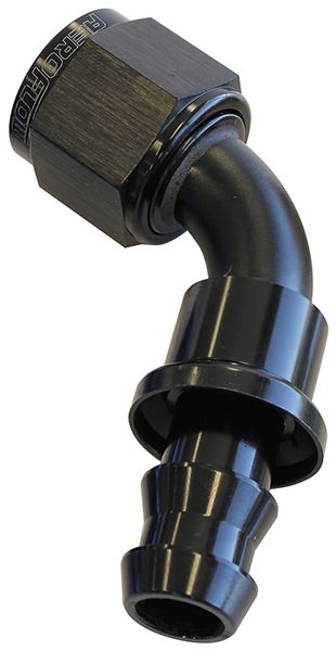 60 DEG PUSH LOCK END -6AN BLACK NO CLAMP REQUIRED <15PSI