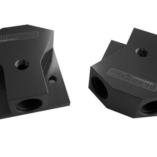 BILLET Y-BLOCK 2 X -8, 1 X -10ORB BLACK WITH MOUNTING PAD