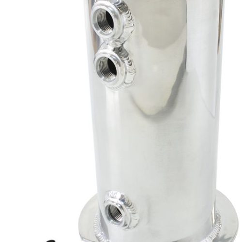 SURGE TANK 2.5L SPUN ALLOY 3X3/8 1X1/2 OR 3X -6AN 1X -8AN